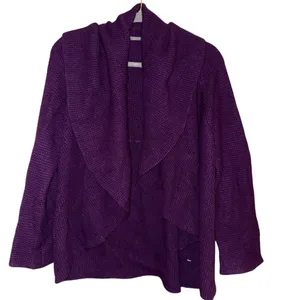 Talbots Petites wool Silk Drapey Waterfall Cardigan‎ purple size XL thumbnail 1
