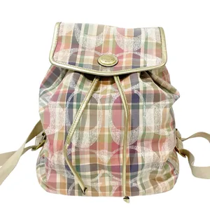 Coach F77342 Daisy Madras Packable Backpack‎ Plaid DayBag Handbag Sack thumbnail 1