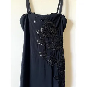 Oh Polly Cherelle Embelished Peekaboo Fluted Hem Midmax Dress Size 6 Black thumbnail 7