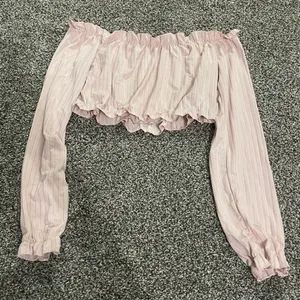 Shein pink striped long sleeve crop top L thumbnail 11