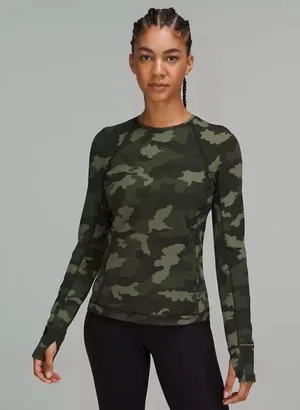Lululemon Its Rulu Run Long Sleeve Shirt in Heritage 365 Camo Medium Olive Multi thumbnail 1