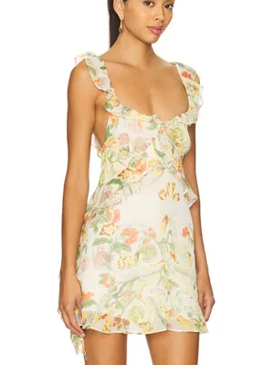 NWOT $168 Free People Bali Flora Minidress Large, TEA COMBO thumbnail 3