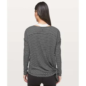 Lululemon To The Point Long Sleeve Modern Stripe Heathered Black‎ White thumbnail 2