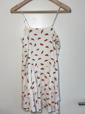 Cooper & Ella Jessica Watermelon Ruffled Dress White Red Print Size S thumbnail 7