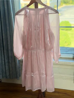 LC Lauren Conrad Light Pink Shimmer Tiered Long-Sleeve Dress large thumbnail 4