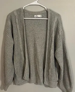 Hollister Women's Light Gray Cable Knit Open Cardigan thumbnail 1