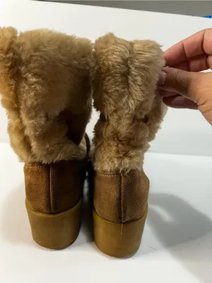 Snowland Vintage 70’s Tan Suede Faux Fur Snow Bunny Eskimo Moccasin Booties thumbnail 5