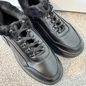 Koi Fur Trim Sneakers Size 8 Black Faux Leather New Whimsigoth Fairy Grunge Punk thumbnail 3