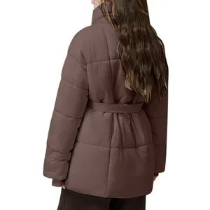 NWT ~ Women's Brown Puffer Jacket Belt & High Collar Winter Coat ~ Plus Size XXL thumbnail 2