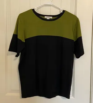 EUC Dress Barn women’s‎ dual colored olive green black crewneck sweater large thumbnail 1