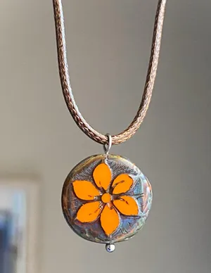 Handmade quality Czech glass flower bead fairy boho vintage retro style necklace🌿✨ thumbnail 1