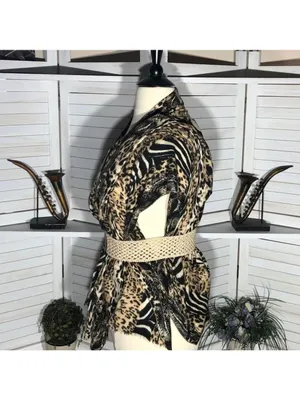 Look Cashmere Leopard Animal Print Scarf Multicolor OS thumbnail 5