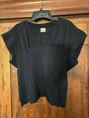 O Maeve Black Crewneck Tee with Branded Tag XL thumbnail 3