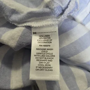 Cupio Babydoll Dress Linen Blend Blue White Stripe Medium Coastal Cottagecore thumbnail 9