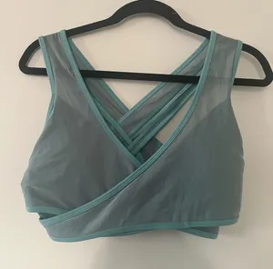 Fabletics Blue Green Faye Cross Back Sports Bra XL Medium Support Pilates Gym thumbnail 1
