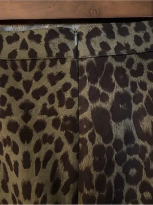 Leopard Print Faux Suede A-Line Mini Skirt Women’s Size M Black/Olive thumbnail 9