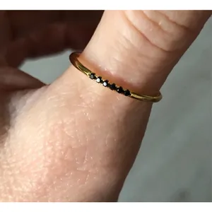 Dainty 14k‎ Gold Plated S925 Black Melee Diamond Ring, Size 7 thumbnail 6