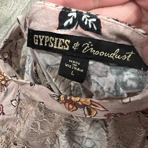 Gypsies & Moondust Pink Retro Floral‎ Lace Peek A Boo Flowy Mini Dress L thumbnail 14