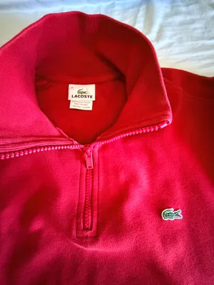 Lacoste Men's Red 1/4 Zip Cotton Interlock Pullover Sweatshirt thumbnail 4
