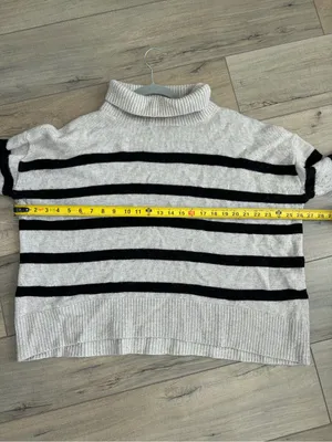 THE RESET R Label Black Tan Wool Cashmere Knit Wide Sleeve Turtleneck Sweater XL thumbnail 7