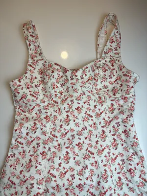 Forever 21 White Mini Summer Dress with‎ Pink Floral Print Size M thumbnail 3