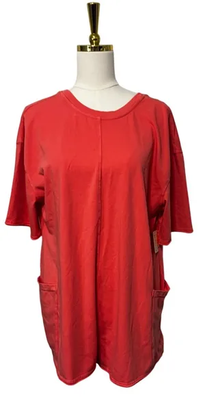 Free People "Hot Shot" Tee Romper, Hibiscus/Tulip Pink, size XS, New With Tags thumbnail 1