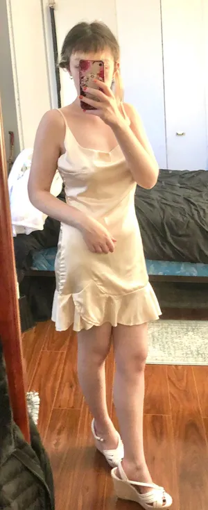NWT White Cream Ivory Satin Mini Graduation Dress thumbnail 1