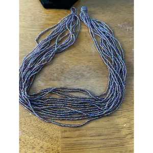 Artisan Multi Strand Purple Seed Bead Necklace 20" Made in Nepal Boho Pastel thumbnail 7
