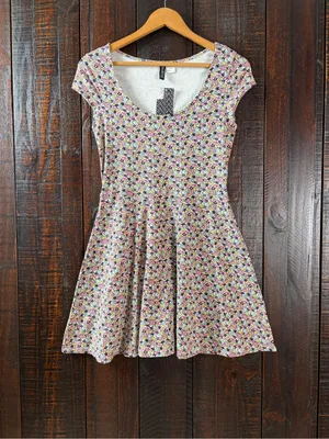 H&M Ditsy Floral Cotton Fit & Flare Dress - NWT 10 thumbnail 3