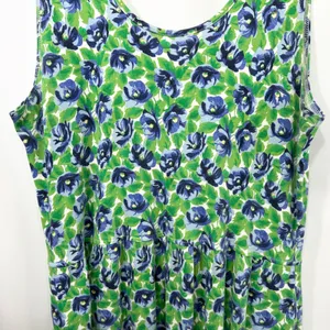 VTG The Eagle's Eye Large Midi Dress Floral Sleeveless Blue Green Bow 80s‎ 1600 thumbnail 7
