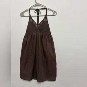 Wild Fable women’s Size Small Brown Halter Crochet Dress NWT(E46)✨ thumbnail 3