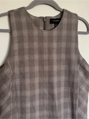 NWT Banana Republic Plaid Shift Mini Sleeveless Dress Brown Tan Women’s Size 6 thumbnail 4