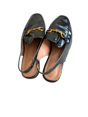 BLACK PATENT Slingback Loafer Flats Size 38 US 7.5 thumbnail 2