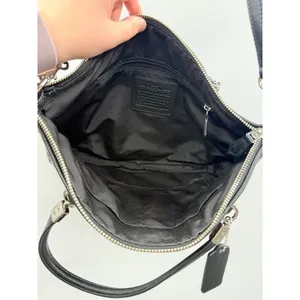 Coach Kelsey Satchel‎ Crossbody Bag Black Signature Canvas Shoulder Purse thumbnail 11
