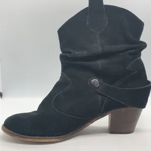 Decree Black Suede Leather Slouch Booties 9 thumbnail 3