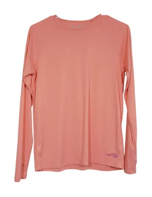 Reel Life Womens UPF Raised on the Water Performance Long Sleeve Tee Coral Pink thumbnail 1