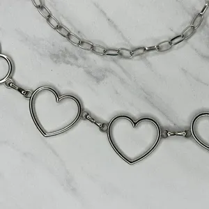 Open Heart Silver Tone Chain Belt One Size (OS) ✨ thumbnail 5
