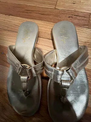 Lilly Pulitzer Mckim Wedge Sandal Gold Metallic size 6 thumbnail 3
