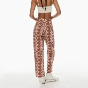 Aritzia Sun-deh Jaden 70's Vector Blue Geo Floral Twill Cotton Pant‎ wide leg 12 thumbnail 2