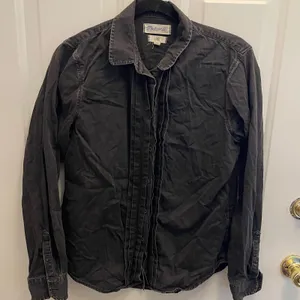 Madewell Womens‎ Large Black Pleated Front Button Down Cotton Shirt thumbnail 2