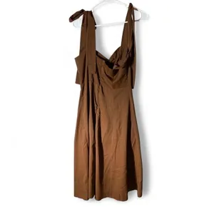 Rosedress Brown Tie Shoulder Sweetheart Midi Coquette Dress‎ with Slit Size S thumbnail 3