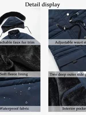 Women's Winter Anorak Hooded Knee-Length Water-Resistant Coat Navy Color AY6 thumbnail 6