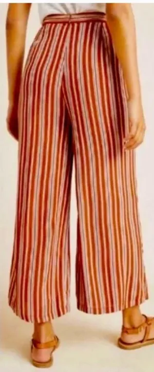 Faithful the Brand x Anthropologie Gabrielle Striped Burnt Orange Pants Sz 6 thumbnail 1