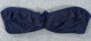 Aerie Lace Bandeau Bikini Swim Top Women's Medium Navy Blue Tie Back Beach Pool thumbnail 1