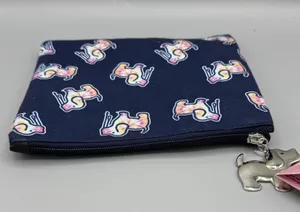 Puppie Love Zipper Pouch Navy with Tie Dye Dogs Makeup Travel Purse Insert Bag thumbnail 7