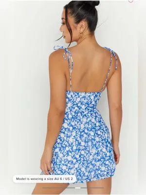 Beginning Boutique Penny Lane Blue Floral Print Mini Dress US 4 thumbnail 5