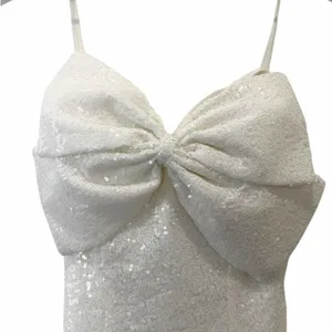 Mainstrip White Sequin Strapless Bow Front Mini Dress Size Medium thumbnail 3