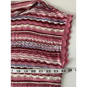 Loft Chevron Pullover Sweater Knit Women L Multi Pink Lightweight Summer Top thumbnail 7