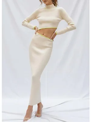 BAOBAB Kayda Cut-Out Long Sleeve Knit Maxi Dress, Vanilla/Lime, Large thumbnail 2