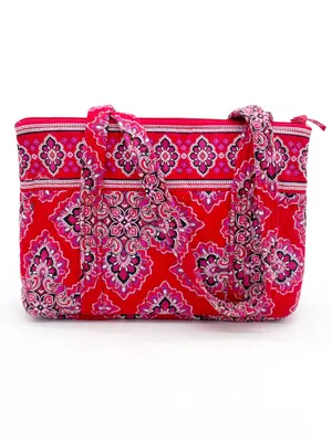 Vera Bradley Little Betsy Tote Bag Frankly Scarlet Red Pink Quilted Cotton 2008 thumbnail 2